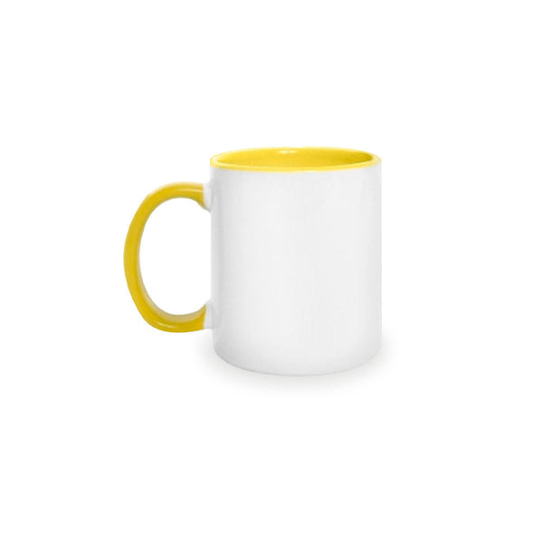 Yellow mugs inside and on handles for sublimation 11 oz (box of 12 and 36 units)