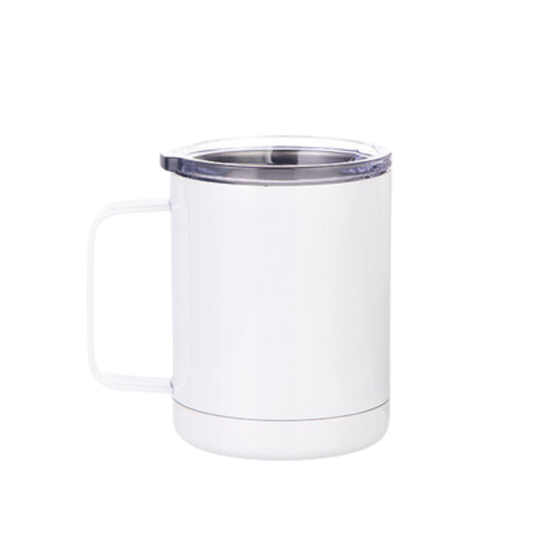 White stainless steel tumbler with handle 400ml for sublimation