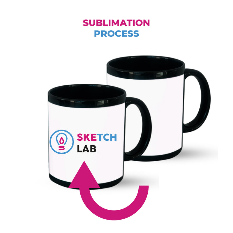 Black  mug for sublimation w/white window 11 oz - By Box of 12 and 36