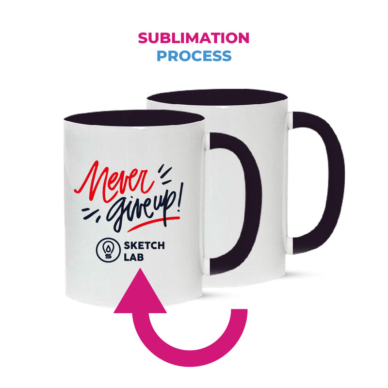 Black mugs inside and on handles for sublimation 11 oz (box of 12 and 36 units)