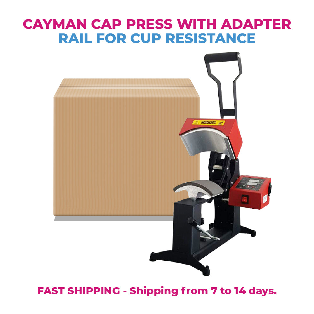 Cayman cap press with adapter rail for cup resistance