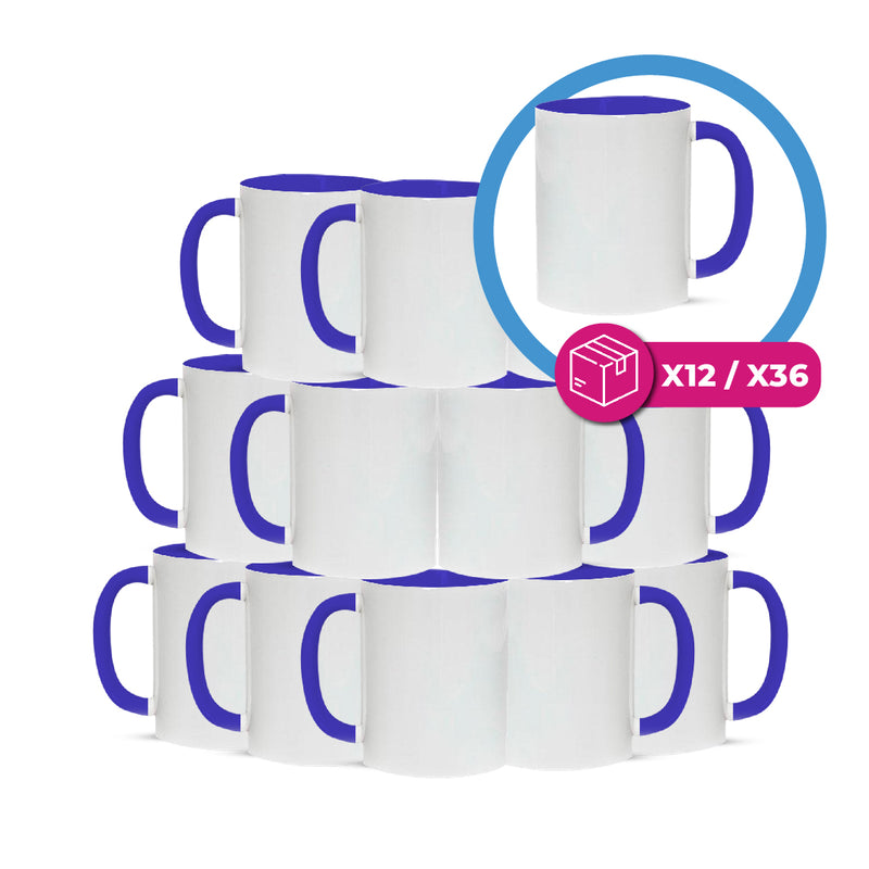 Dark blue mugs inside and on handles for sublimation 11 oz (box of 12 and 36 units)