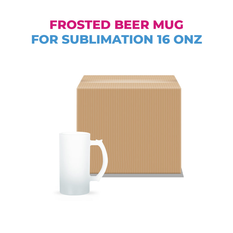 Frosted Beer Mugs for Sublimation 16 oz  Add your Photo Text or Graphic Design on Personalize Beer Mug. (Box of 4, 8 and 24 units)
