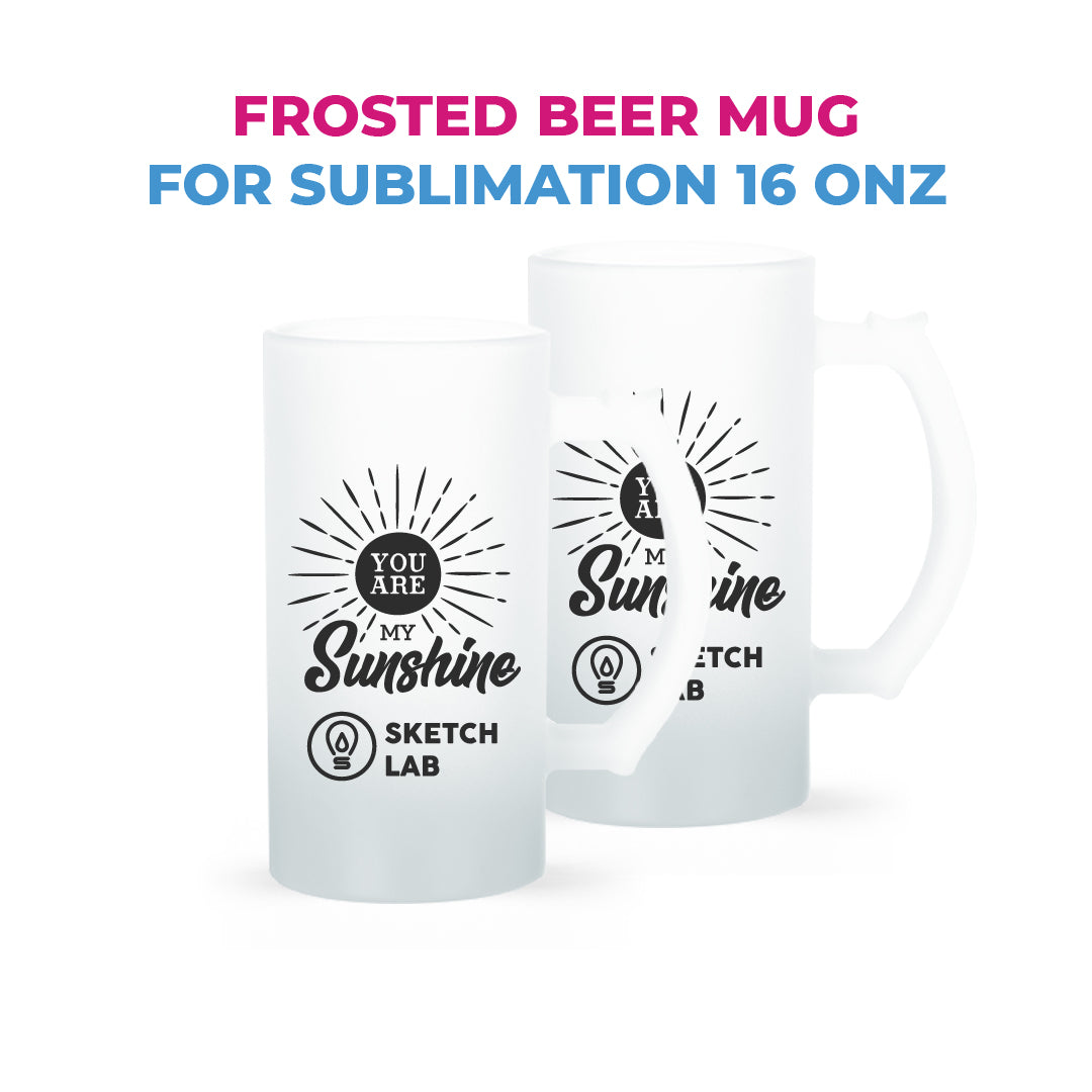 Frosted Beer Mugs for Sublimation 16 oz  Add your Photo Text or Graphic Design on Personalize Beer Mug. (Box of 4, 8 and 24 units)