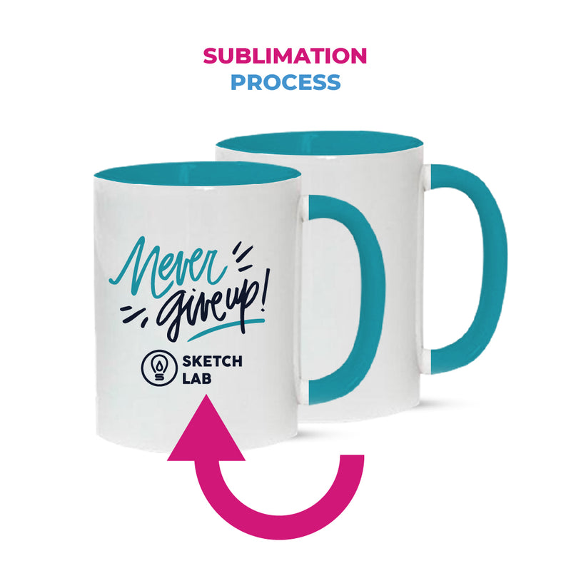Light blue mugs inside and on handles for sublimation 11 oz (box of 12 and 36 units)