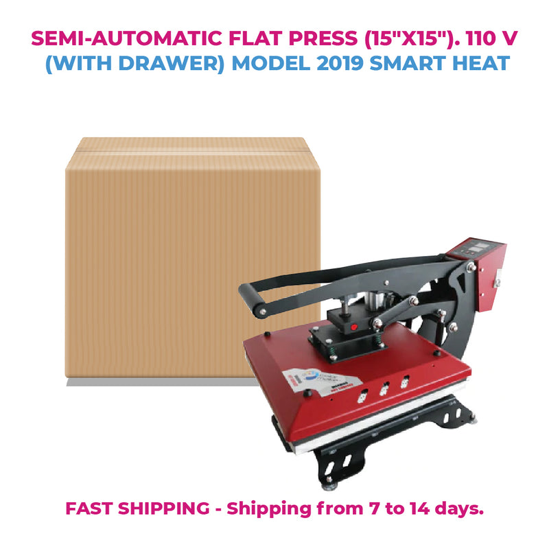 Semi-automatic flat press  (15"x15"). 110 V (with drawer) SMART HEAT