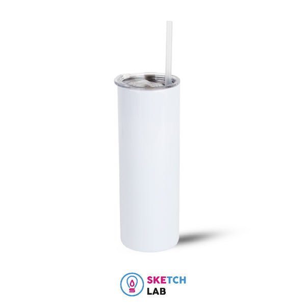 Skinny Tumbler Double Wall Bottle With Lid and metalic straw 20 Oz.
