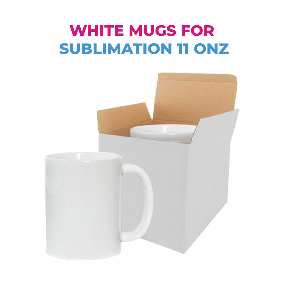 White Mugs for sublimation 11 oz (Box of 12 and 36 Units.) With individual gift box