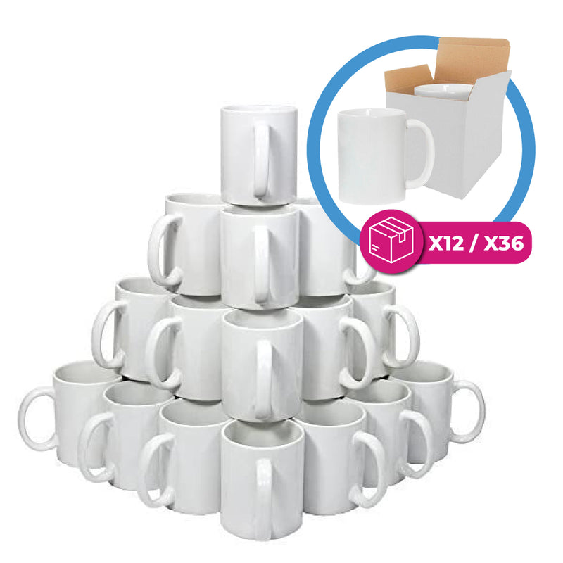 White mugs for sublimation 15 oz (box of 12 units and 36 units)