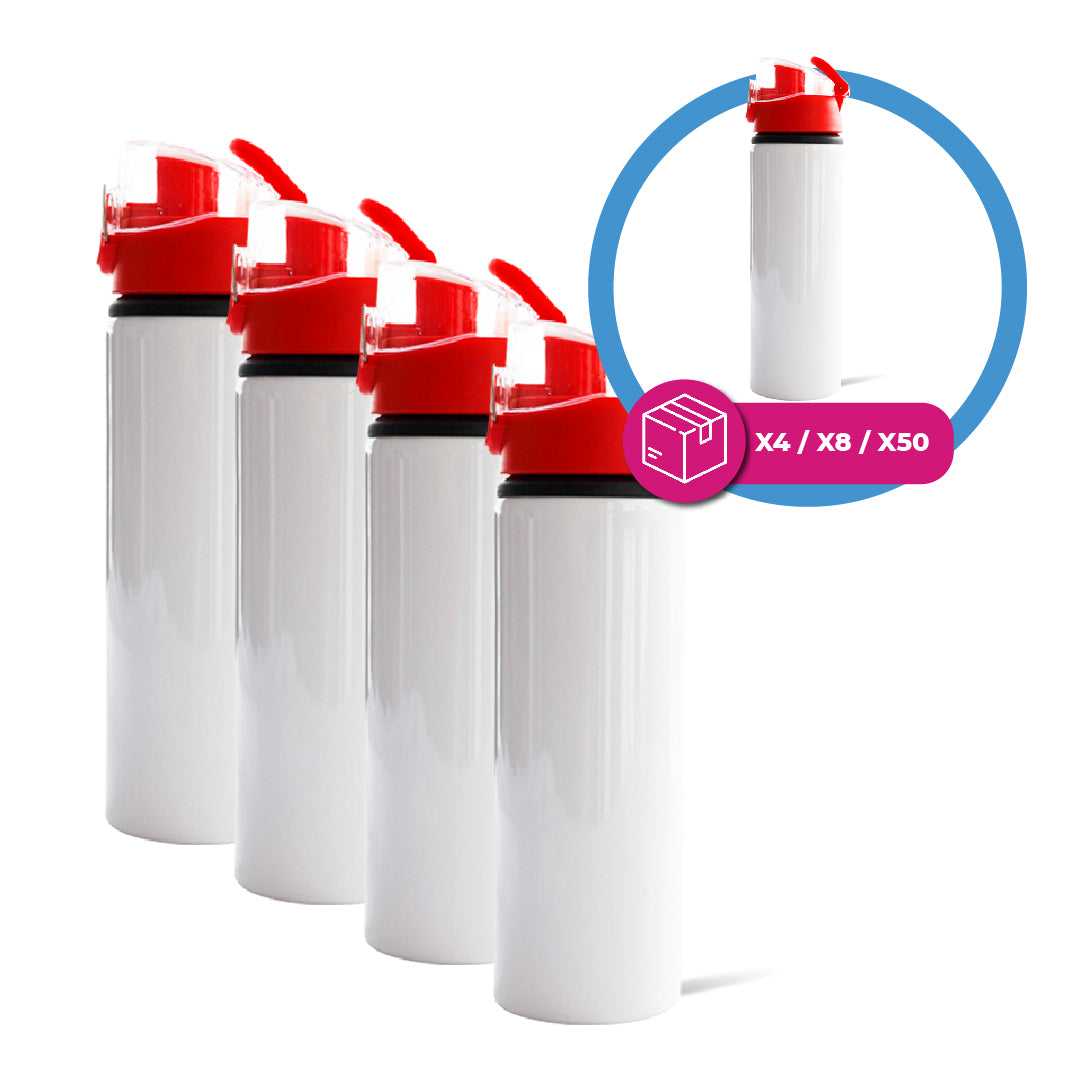 Garage Sale White sports bottle with red cap for sublimation 14 oz (box of  4, 8 and 50 units)